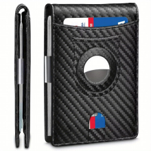 Mens Short Wallet Can Put Airbag Tracker Positioning Ultra thin RFID Blocking Money Clip