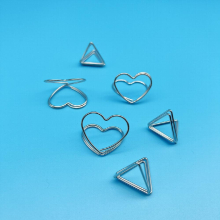 6pcs Creativity Stainless Steel Paper Clips Notebook Clipboard Artificial Jewelry Mixed Heart & Triangle Shaped