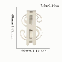 Dollar Symbol Stainless Steel Change Clip Glossy Money Storage Practical Bill Arrangement Tool for friends