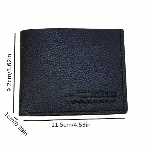 Mens PU Leather Short Wallet Horizontal Money Clip Wallet 2