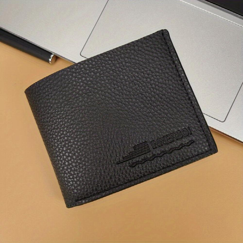 Mens PU Leather Short Wallet Horizontal Money Clip Wallet