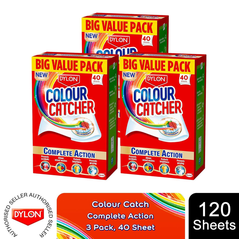 Dylon Colour Catcher Complete Action Laundry Sheets, 40x3 Sheets 2 PK