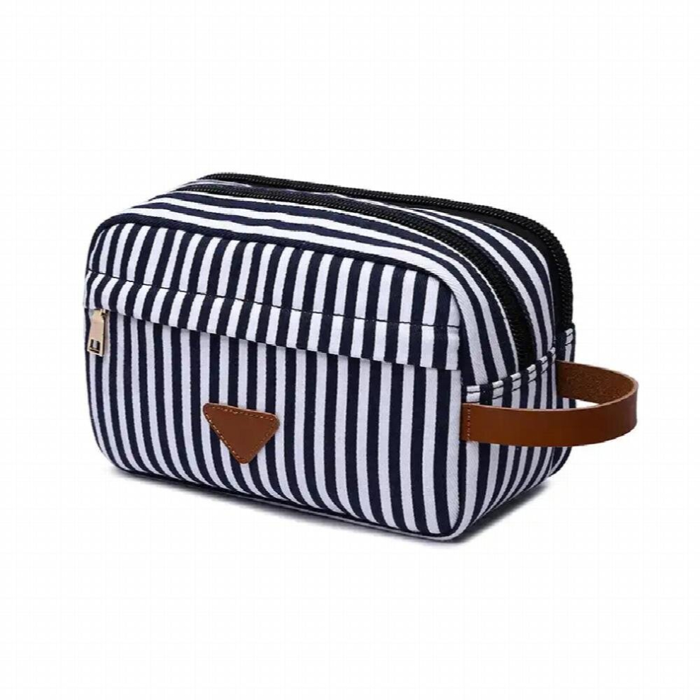Multicoloured 1Pc Cosmetic Bag Stripe Large Capacity Bag Pouch Makeup Canvas Bag Travel Storage Bag