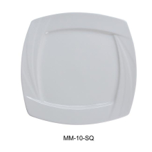 10 in. Porcelain Miami Square Plate, Bone White - Pack of 12