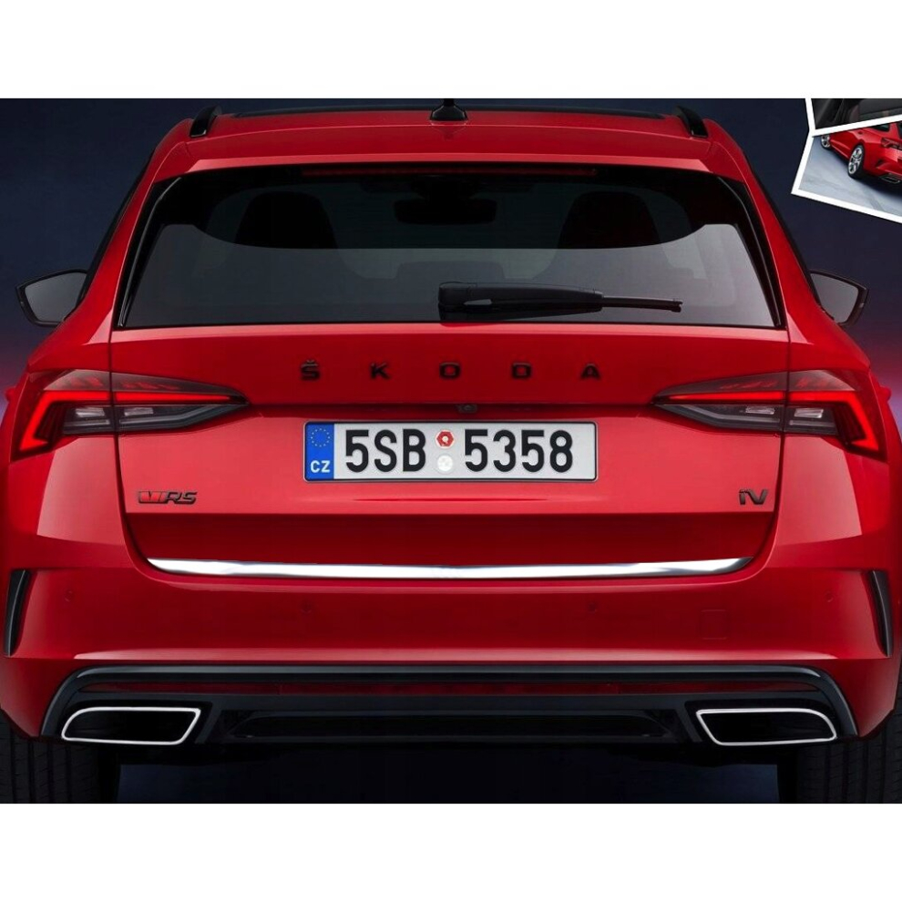 Skoda Octavia Iv Estate 2020+ Chrome Trunk Trim - Tailgate Accent - Premium Car Rear Detail - Shine Enhancer 4091333070125