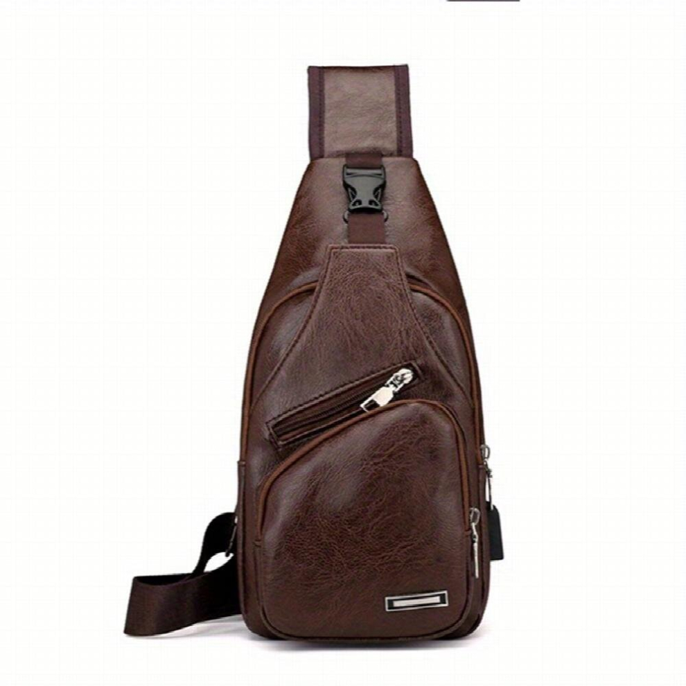Casual Mens Shoulder Bag Outdoor Sports Usb Chest Bag Male Pu Leather Business Messenger Bag-image-OPC-PCYC9RR-NEW