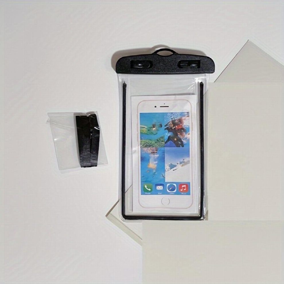 Waterproof Phone Case Touch Screen Fluorescent Phone Pouch Transparent Cellphone Pvc Bag For Vacation Beach Pool Surfing Bathing Diving Black 885675193109