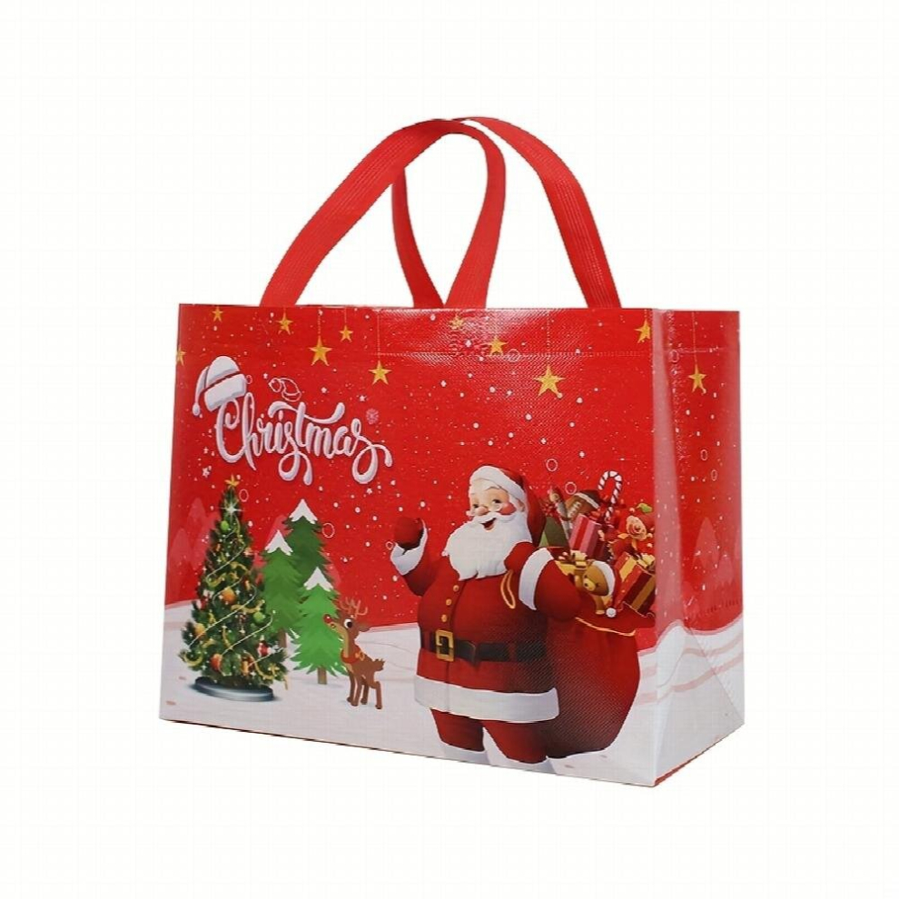 No woven Christmas Gift Bag Santa Claus Snowman Printed Tote Bag Christmas Treat Candy Bag-image-OPC-PCYCCQR-NEW
