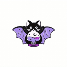 1Pc Purple Cartoon Cat Brooch Butterfly Cat Pins Magic Ball Brooch Lapel Badges Pins For Backpack Bag For Friends Family