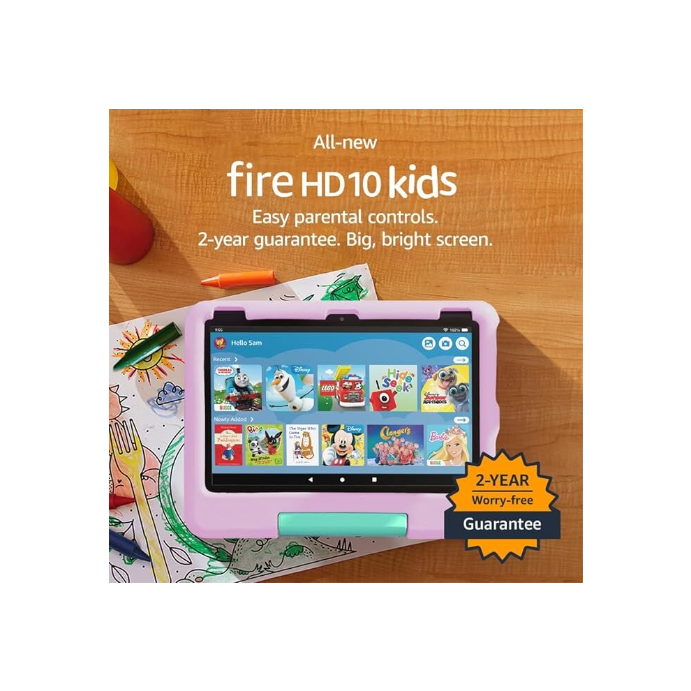 Amazon Fire HD 10 Kids tablet  ages 3 to 7, 10.1" brilliant screen