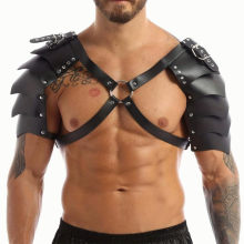 1pc Medieval Viking Knight PU Leather Adjustable X Shaped Body Chest Harness LARP Halloween Shoulder Armor Party Cosplay Shoulder Cover Costume