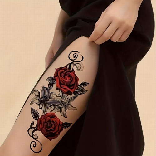 Rose Patterned Tattoo Stickers Waterproof And Sweat Resistant Long Lasting Semi Permanent 1