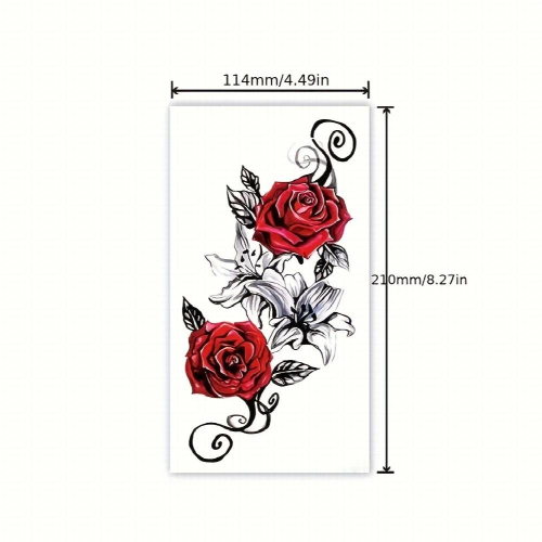 Rose Patterned Tattoo Stickers Waterproof And Sweat Resistant Long Lasting Semi Permanent 2