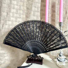 1pc 2 Colors Lace Folding Fans Chinese Retro Style Wooden Dancing Props With Tassel For Wedding Gift Party Favors Lolita Cosplay Decors