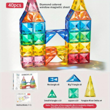 40pcs set 60pcs set Drill Surface Magnetic Sheet Childrens Educational Enlightenment Assembled Track Tube Building Blocks Puzzle Suction Iron Stone T