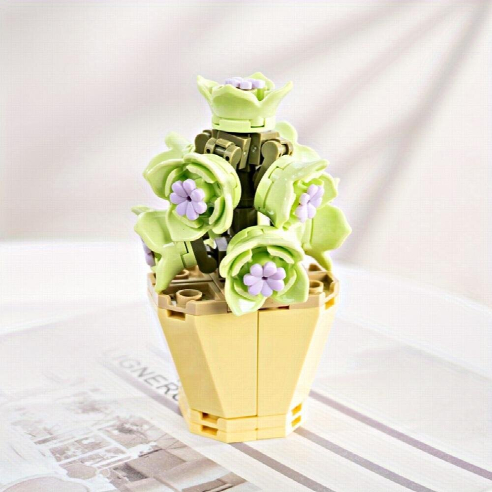 Eternal Flower Toy Puzzle Gift Mini Succulent Potted Green Plant Building Blocks for Girls Living Room Decoration