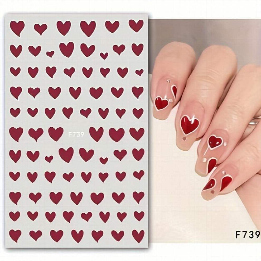 Red Manicure Diy Love Heart 3D Nail Stickers Decals