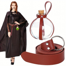 1set Medieval Knight Belt Wizard Potion Glass Medieval Faux Leather Belt With Loop For Cosplay Halloween Decoration