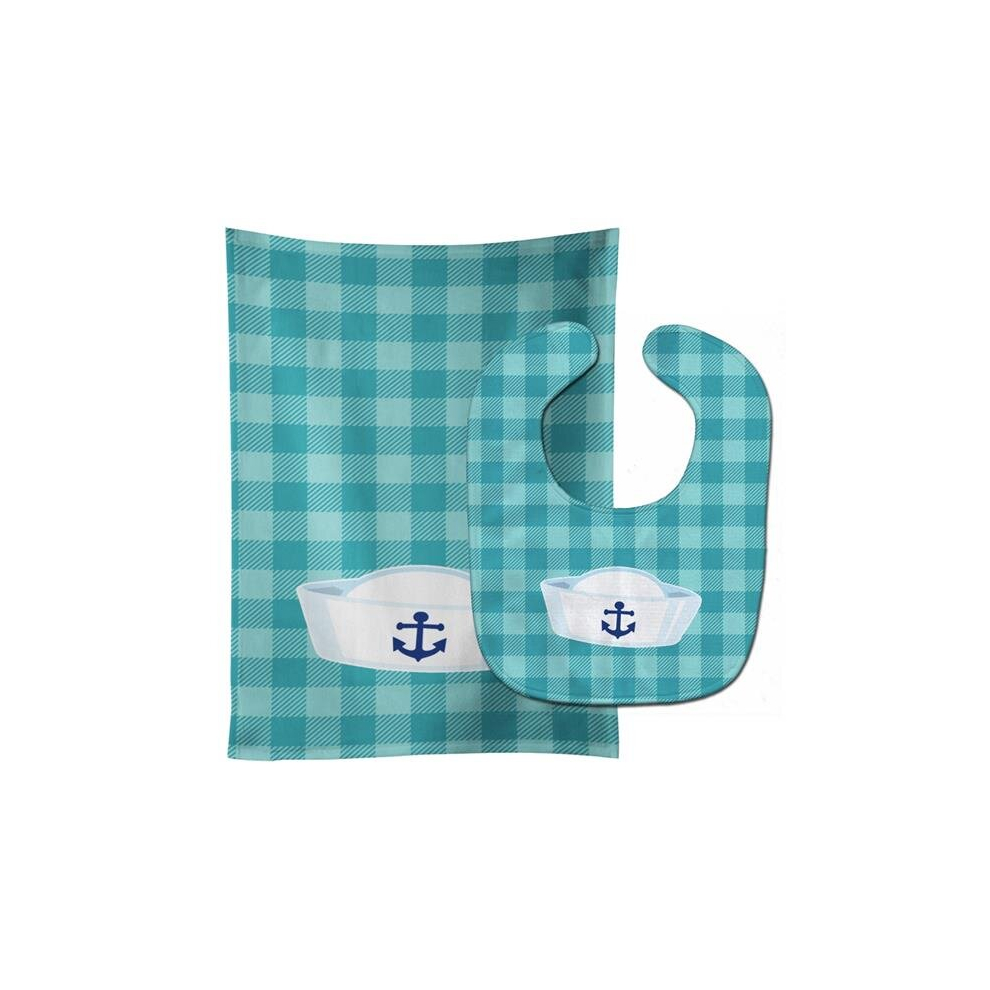 Nautical Navy Hat Baby Bib & Burp Cloth Stationx