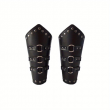 Medieval Costume Steampunk Arm Guard PU Leather Buckle Bracers Wristband Stage Props