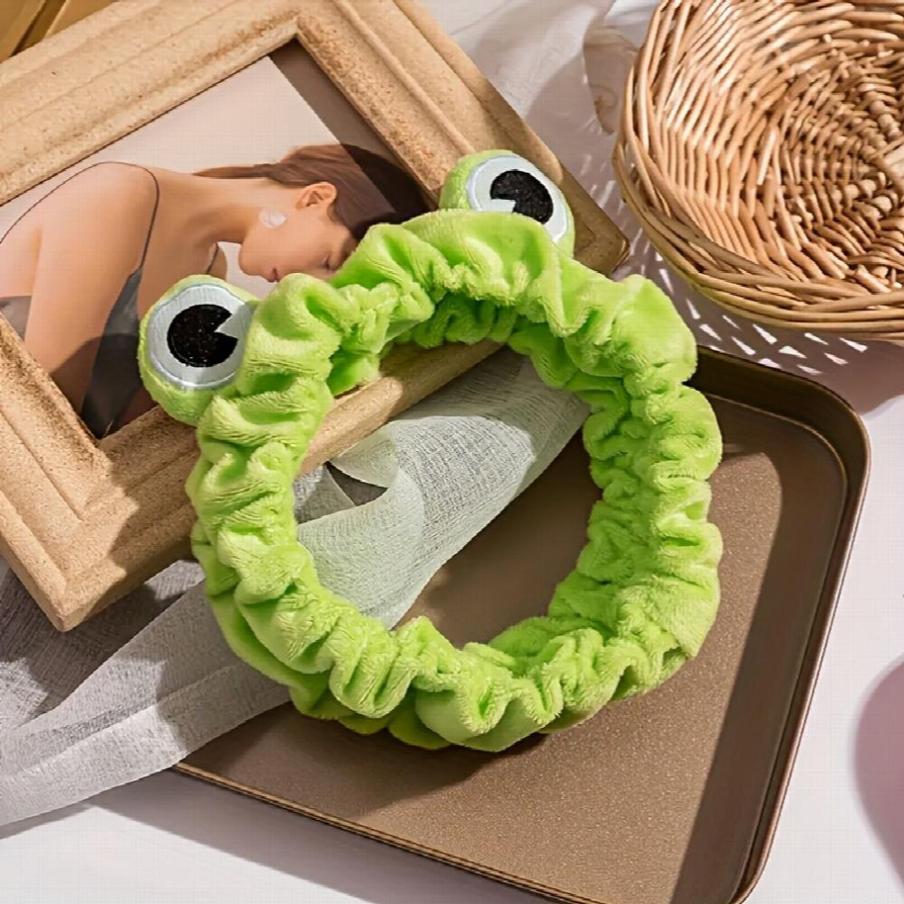 1 2pcs Frog Hairband For Washing Face Cartoon Headband Makeup Mask Going Out Headwear