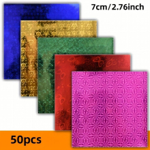 50 Sheet Origami Paper 5 Colors Square Laser Paper Origami Paper Decoration Paper Glitter Square Folding Paper For Kids Arts & Crafts Projects