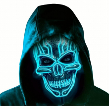 1pc Mens Horror Skull Mask Halloween Mask Cold Light Mask Halloween Party Cosplay Luminous Mask