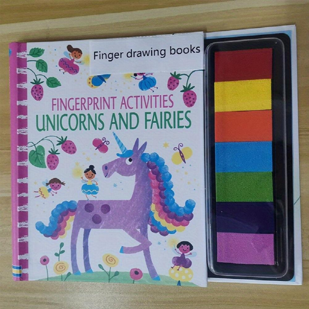 Children Fingerprinting Books With Rubber Stamps Ink Pad Kids Activities Doodling Book Animal Garden Kindergarten DIY Craft Toy