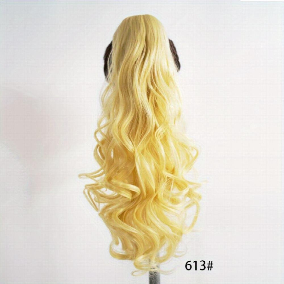 European And American Wig Clip on Ponytail Womens Long Curly Hair Strap on Clip on Ponytail Gradient Realistic And Natural