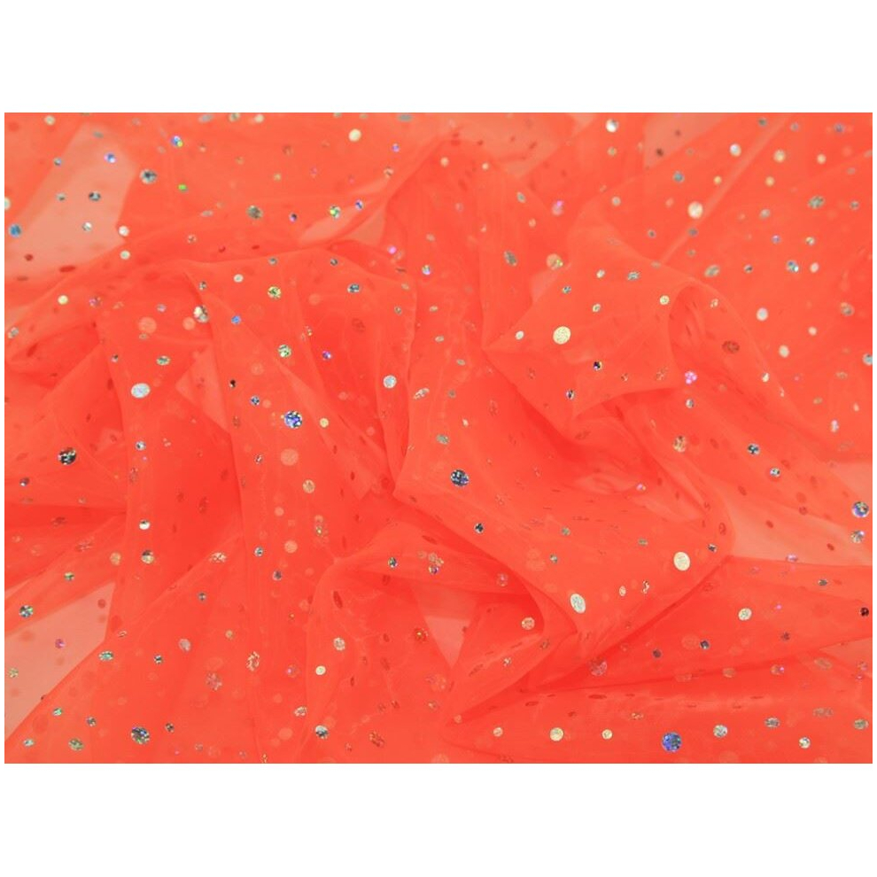 (Orange) Minerva Sequin Voile - per metre