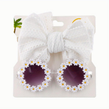Sunglasses Headband Combination Flower Sunglasses Hollow Bow Hair Band Two piece Set