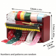 1 12 Toy House Mini Wooden Box Needle Thread Tool Box Tool Holder Scene Matching Accessories Cloth Box Thread Roll