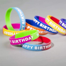 8 24pcs Happy Birthday Rubber Bracelets Colored Silicone Stretch Wristbands For Birthday Party Supplies Favors 8 Styles
