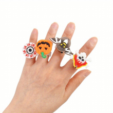 LED Light Halloween Ring Luminous Pumpkin Ghost Skull Ring Childrens Gift Halloween Party Decoration Home Horror Props Supplies