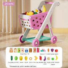 Simulation Childrens Play House Shopping Cart 26 piece Set Kitchen Supermarket Cooking Toys Fruit And Vegetable Educational Exercise Promotion Trolle