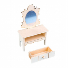 Diy Hand painted Dressing Table With Mirror Storage Box Girl Dressing Table Toy Childrens Wooden Body Accessories Decorations Not Included