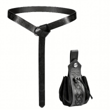 Halloween Necromancer Set Medieval Belt Medieval Faux Leather Drawstring Bag Vintage Fanny Bag Medieval Costume Belt Loops For Cosplay Wizard Witch Co