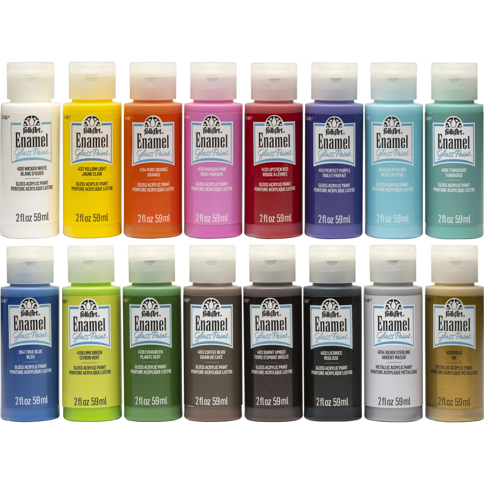 FolkArt Enamel Paint 2oz Set 16/PkgPROMOGLS