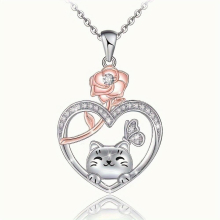 And Kitten Pendant Necklace Cartoon Cat Pendant Necklace Party Jewelry Birthday Christmas Holiday Gift