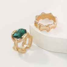 1pc Retro Emerald Ring Womens Gothic Combination Ring Exaggerated Party Gemstone Ring Geometric And Retro Ring
