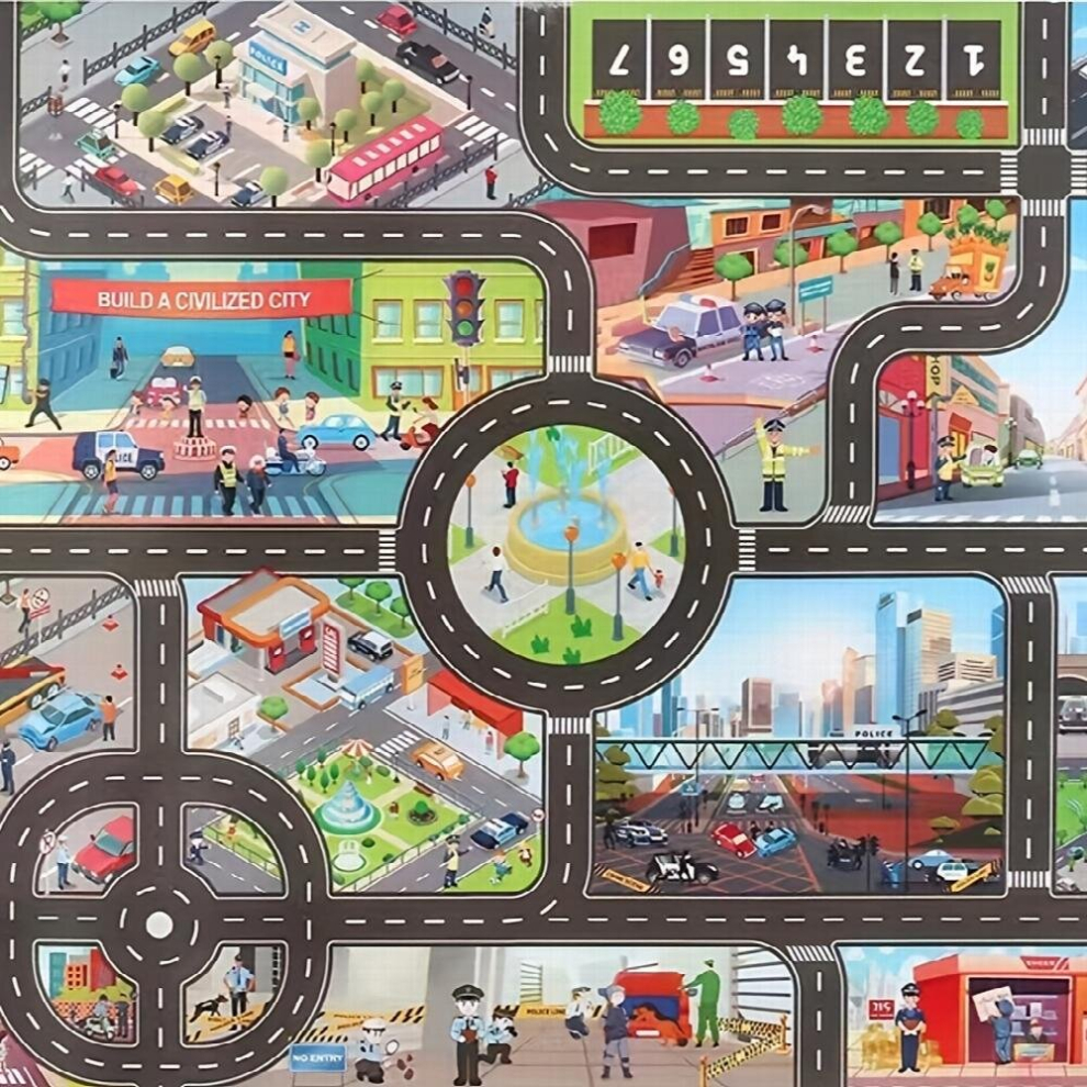 Christmas Toys Game Mat Play House Traffic Road Signs Car Model Parking Scene Map