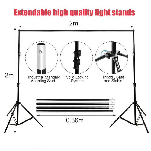 Photography Studio Heavy Duty Backdrop Stand Background Support Kit 2