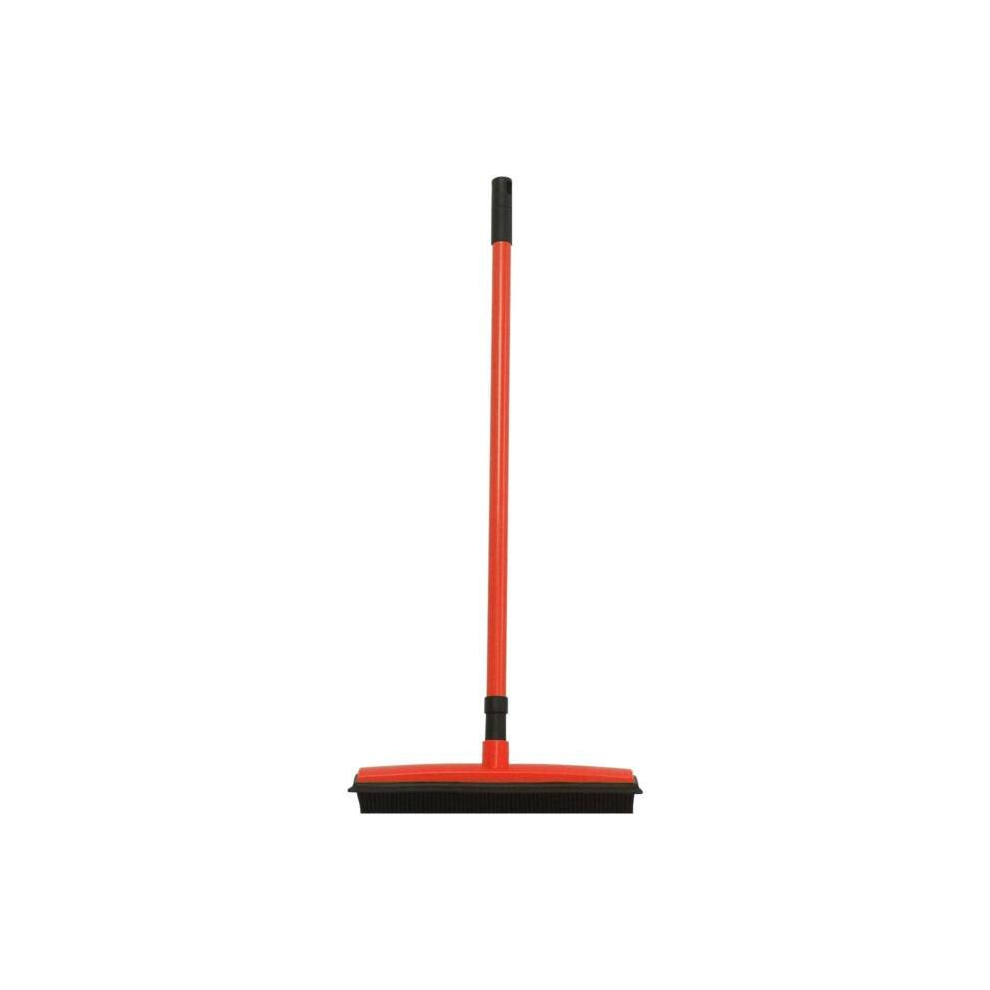 (Red) 2in1 Rubber Broom Brush Pet Hair Remover Cleaning