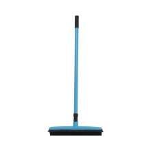 (Blue) 2in1 Rubber Broom Brush Pet Hair Remover Cleaning