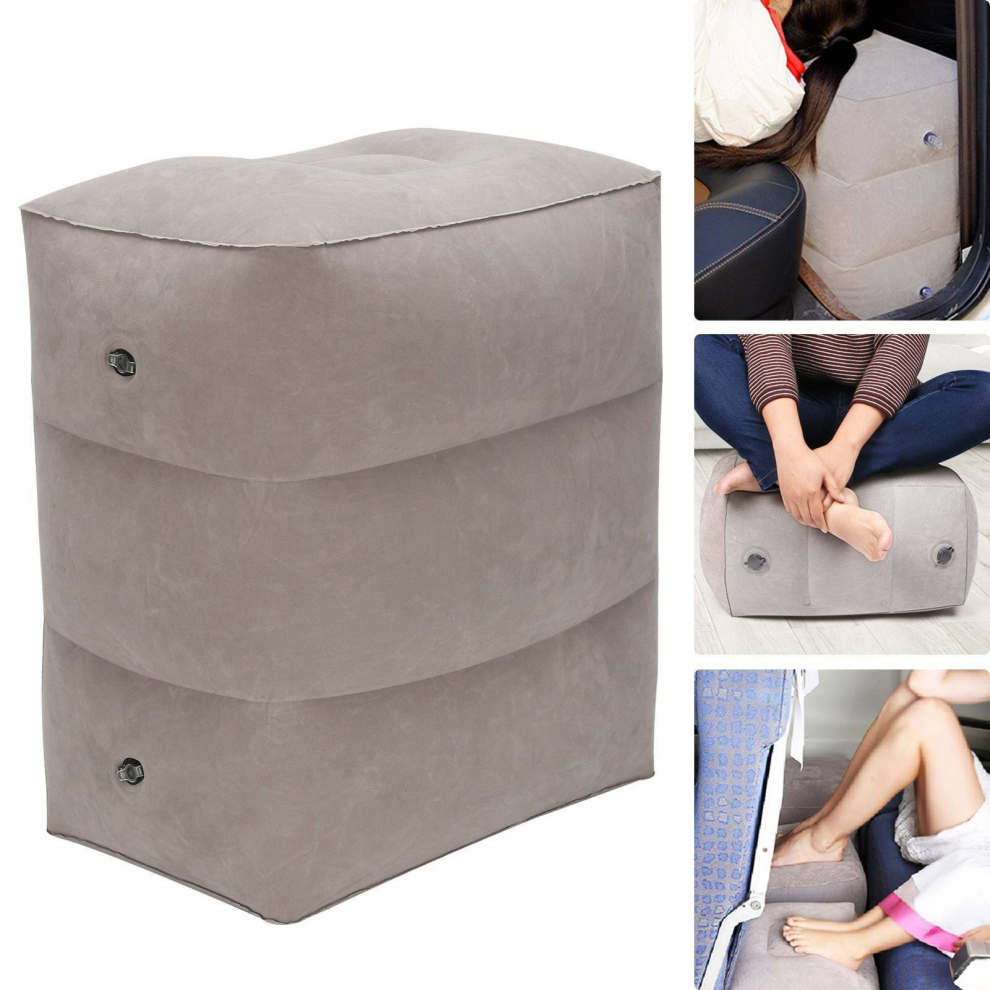 Inflatable Travel Footrest Leg Plane Pillow Pad Kids Bed Office Stool