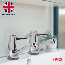 Modern Durable 1 Pair Lever Chrome Basin Taps 1/4 Turn Pair 1/2"