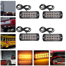 4X 12LED Amber Emergency Strobe Flashing Beacon Lamp Lights Recovery