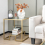 Casart 2-Tier Square Side Table Sofa End Snack Table Nightstand Tempered Glass Tabletop 1