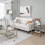 Casart 2-Tier Square Side Table Sofa End Snack Table Nightstand Tempered Glass Tabletop 5