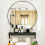 60cm Large Round Wall Mirror Brushed Black Metal Frame 2